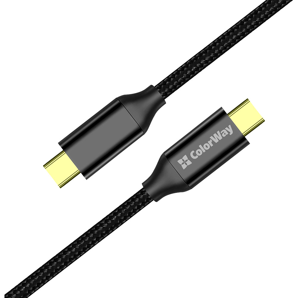 Кабель COLORWAY Type-C - Type-C USB3.2 Gen2 PD100W 5А 1м Black (CW-CBPDCC062-BK) Кабель COLORWAY Type-C - Type-C USB3.2 Gen2 PD100W 5А 1м Black (CW-CBPDCC062-BK)