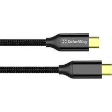 Кабель COLORWAY Type-C - Type-C USB3.2 Gen2 PD100W 5А 1м Black (CW-CBPDCC062-BK)