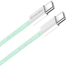 Кабель COLORWAY Type-C - Type-C PD Fast Charging 60W 3.0А 1м Green (CW-CBPDCC061-G)