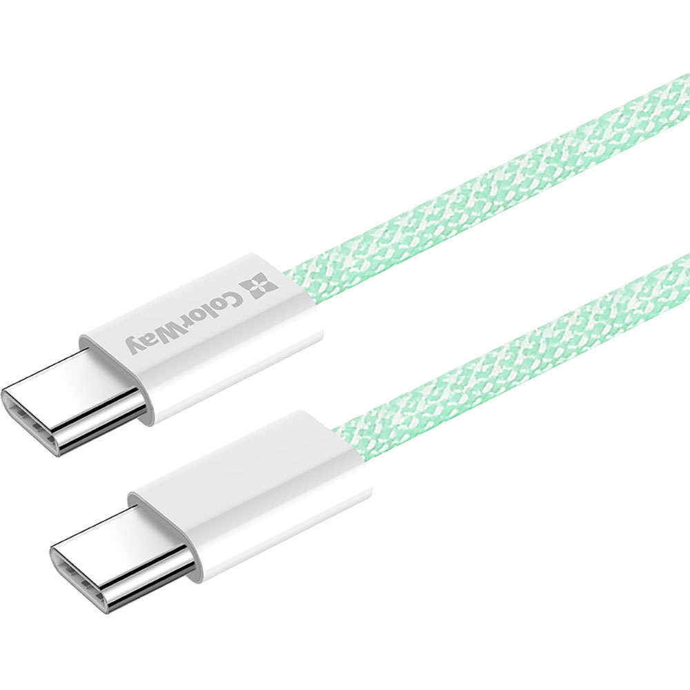 Кабель COLORWAY Type-C - Type-C PD Fast Charging 60W 3.0А 1м Green (CW-CBPDCC061-G) Довжина 1
