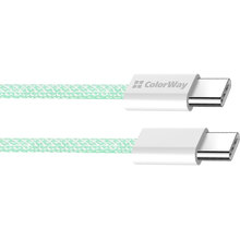 Кабель COLORWAY Type-C - Type-C PD Fast Charging 60W 3.0А 1м Green (CW-CBPDCC061-G)