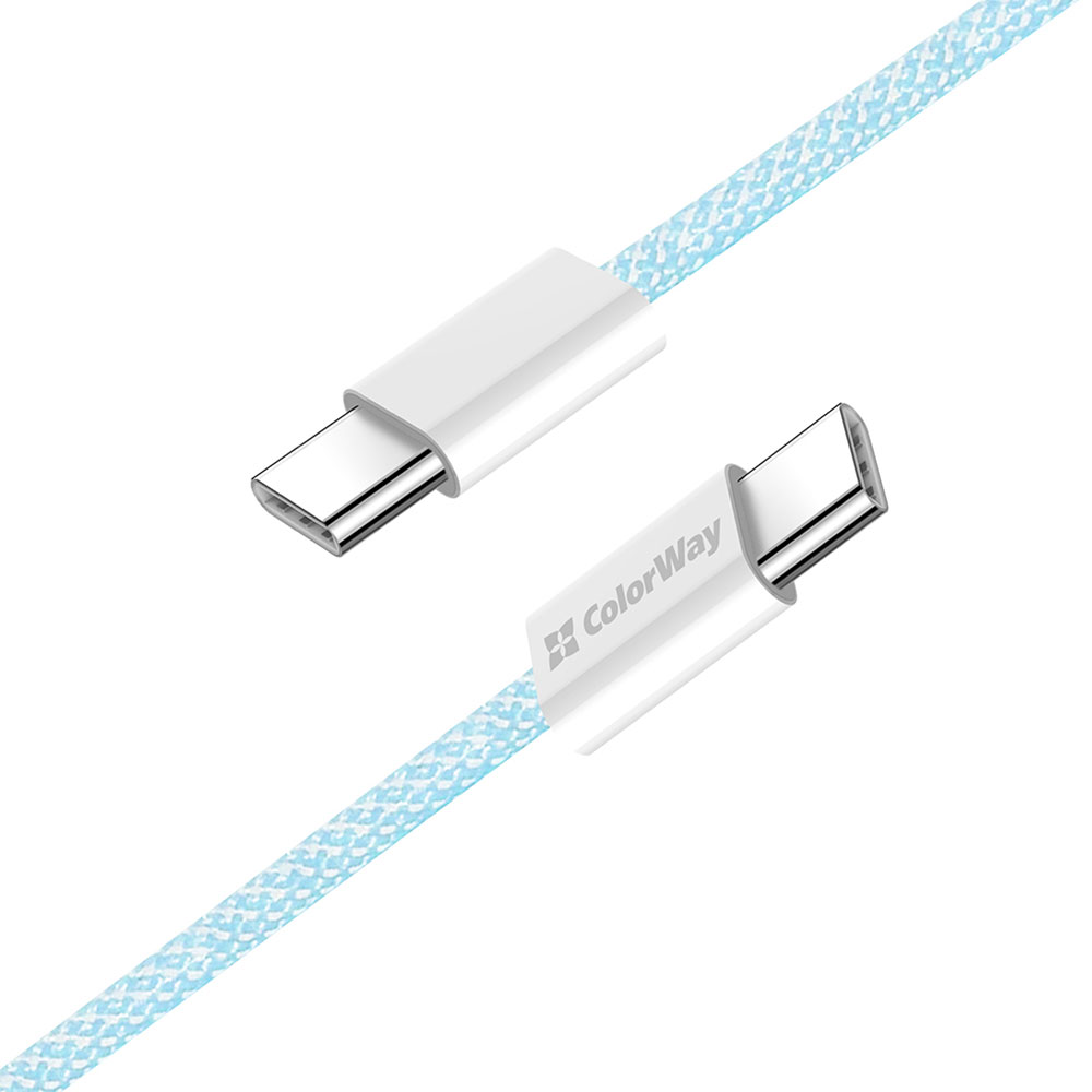 Кабель COLORWAY Type-C - Type-C PD Fast Charging 60W 3.0А 1м Blue (CW-CBPDCC061-BL) Тип USB Type-С - USB Type-С