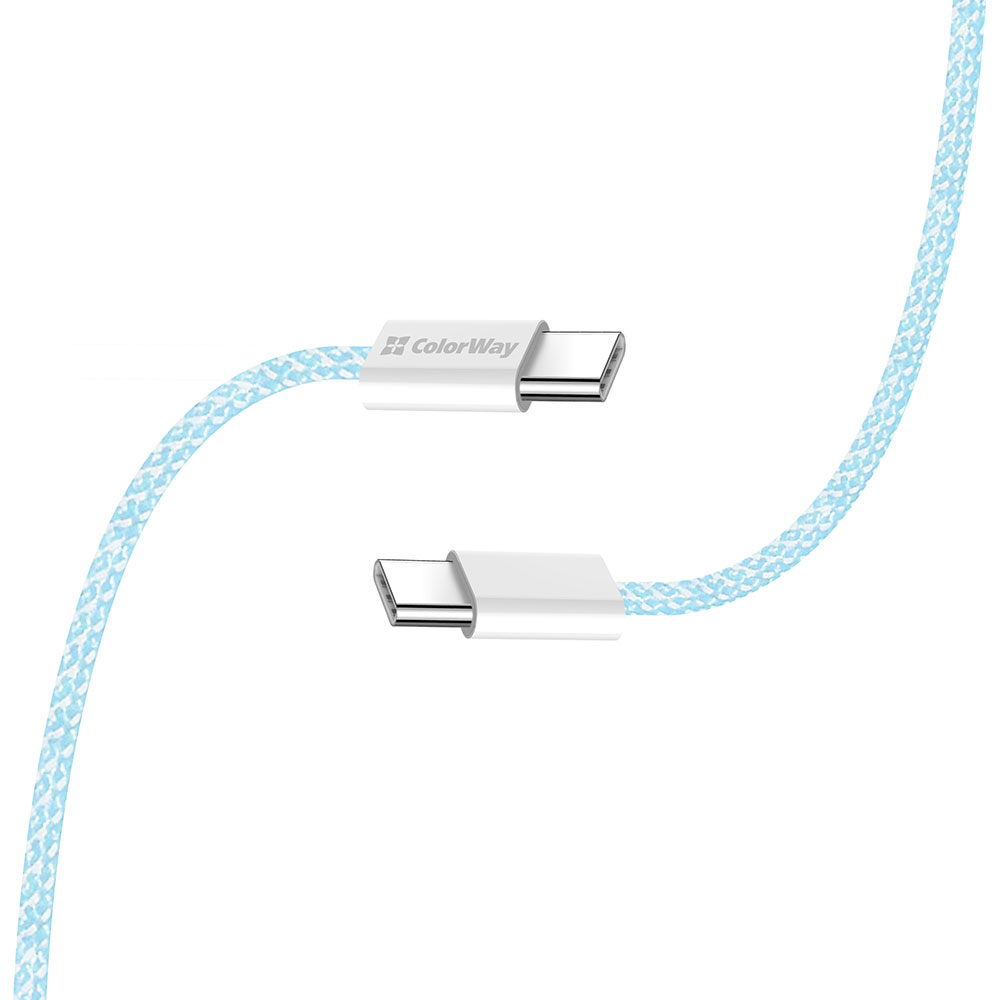 Фото 4 Кабель COLORWAY Type-C - Type-C PD Fast Charging 60W 3.0А 1м Blue (CW-CBPDCC061-BL)