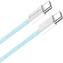 Кабель COLORWAY Type-C - Type-C PD Fast Charging 60W 3.0А 1м Blue (CW-CBPDCC061-BL)