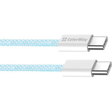 Кабель COLORWAY Type-C - Type-C PD Fast Charging 60W 3.0А 1м Blue (CW-CBPDCC061-BL)