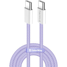 Кабель COLORWAY Type-C - Type-C PD Fast Charging 60W 3.0А 1м Purple (CW-CBPDCC061-PU)