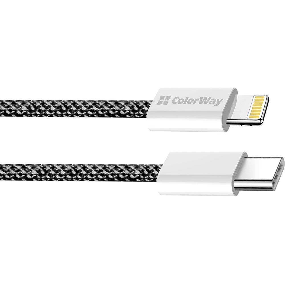 Кабель COLORWAY Type-C - Lightning PD Fast Charging 27W 1м Black (CW-CBPDCL061-BK) Довжина 1