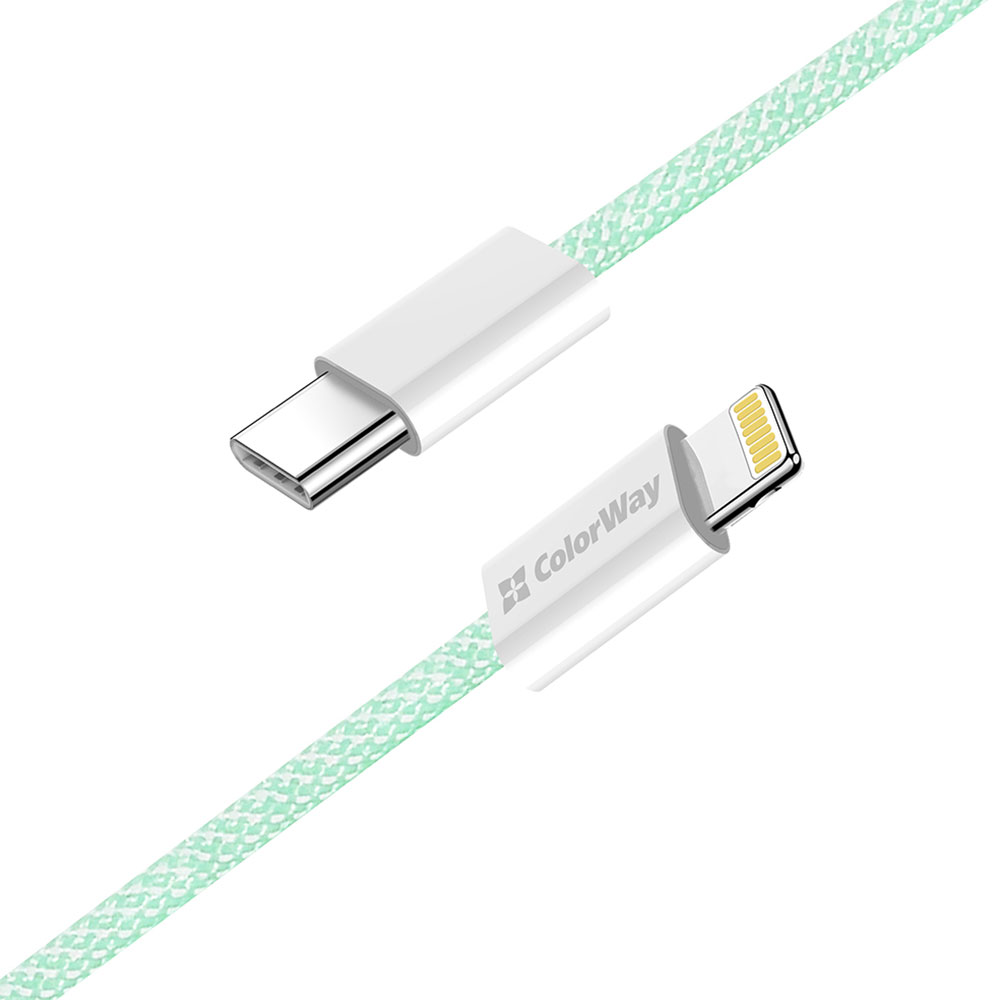 Фото 4 Кабель COLORWAY Type-C - Lightning PD Fast Charging 27W 1м Green (CW-CBPDCL061-G)