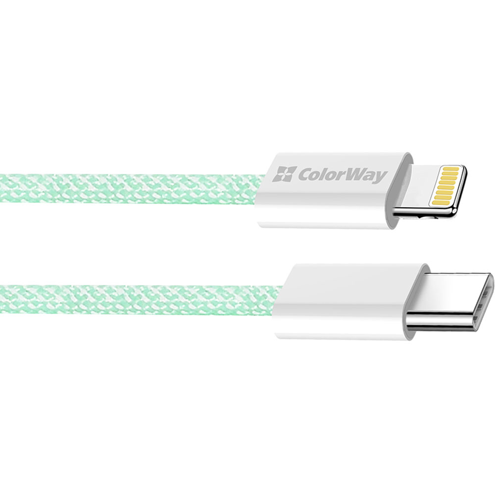 Кабель COLORWAY Type-C - Lightning PD Fast Charging 27W 1м Green (CW-CBPDCL061-G) Подсветка False