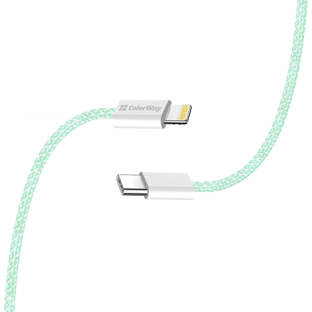 Фото Кабель COLORWAY Type-C - Lightning PD Fast Charging 27W 1м Green (CW-CBPDCL061-G)