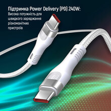 Кабель COLORWAY Type-C - Type-C PD Fast Charging 240W 5А 1м White (CW-CBPDCC065-WT)