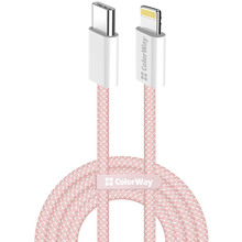 Кабель COLORWAY Type-C - Lightning PD Fast Charging 27W 1м Pink (CW-CBPDCL061-P)