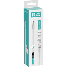 Кабель COLORWAY Type-C - Type-C PD Fast Charging 60W 3.0А 1м Grey (CW-CBPDCC061-GR)