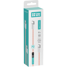 Кабель COLORWAY Type-C - Type-C PD Fast Charging 60W 3.0А 1м Pink (CW-CBPDCC061-P)