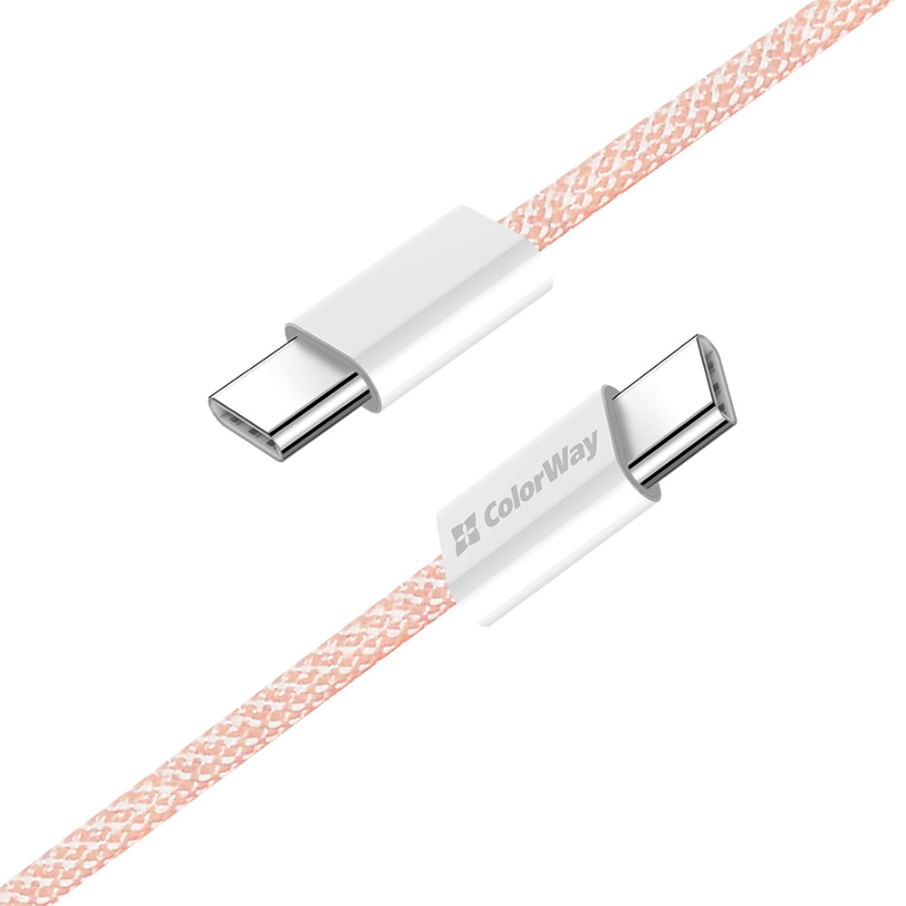 Фото Кабель COLORWAY Type-C - Type-C PD Fast Charging 60W 3.0А 1м Pink (CW-CBPDCC061-P)