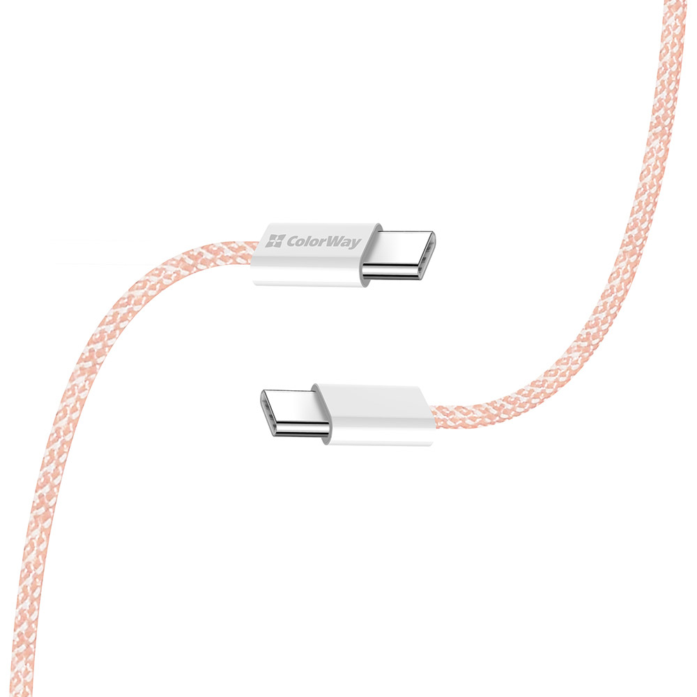 Кабель COLORWAY Type-C - Type-C PD Fast Charging 60W 3.0А 1м Pink (CW-CBPDCC061-P) Тип USB Type-С - USB Type-С