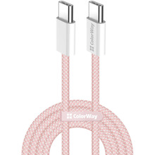 Кабель COLORWAY Type-C - Type-C PD Fast Charging 60W 3.0А 1м Pink (CW-CBPDCC061-P)