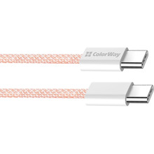 Кабель COLORWAY Type-C - Type-C PD Fast Charging 60W 3.0А 1м Pink (CW-CBPDCC061-P)