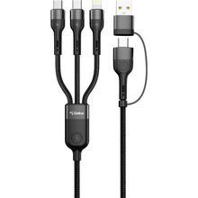 Кабель GELIUS Multimate 4in1 USB-A/Type-C to Type-C/Lightning/MicroUSB (1.2m) GP-UCN006 Black (00000098306)