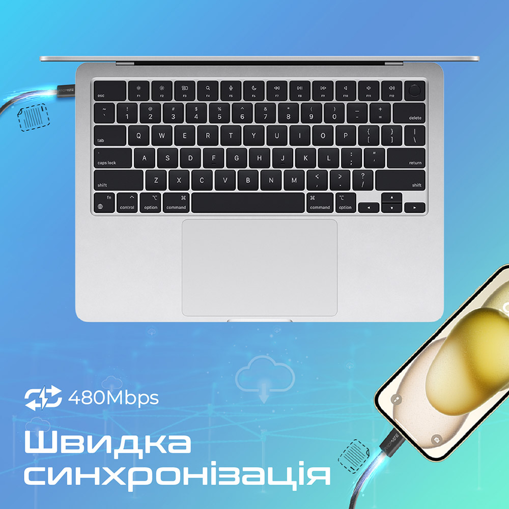 Кабель Promate EcoLine-CC120 USB-C-USB-C 1.2 м Black (ecoline-cc120.black) Довжина 1.2