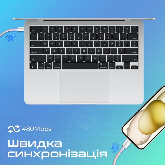 Кабель PROMATE EcoLine-CC120 USB Type-C - USB Type-C 60W Power Delivery 1.2 м pink (ecoline-cc120.pink) Длина 1.2