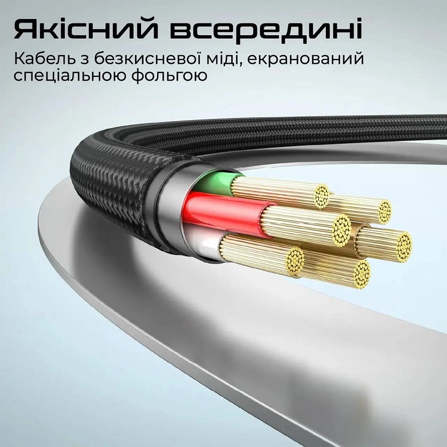 Кабель Promate Springy USB-C до USB-C 60W Power Delivery 1.2 м Black (springy.black) Підсвітка False