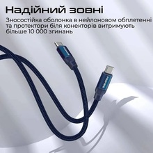 Кабель Promate Springy USB-C Power Delivery 1.2 м Blue (springy.blue)