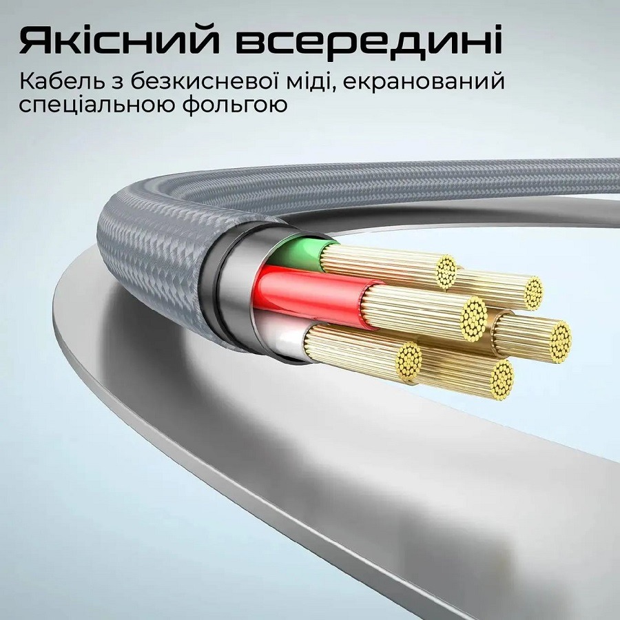 Кабель Promate Springy USB Type-C - USB Type-C Power Delivery 1.2 м Grey (springy.grey) Подсветка False