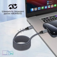 Кабель Promate Springy USB Type-C - USB Type-C Power Delivery 1.2 м Grey (springy.grey)