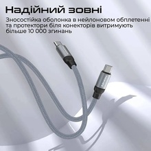 Кабель Promate Springy USB Type-C - USB Type-C Power Delivery 1.2 м Grey (springy.grey)