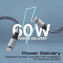 Кабель Promate Springy USB Type-C - USB Type-C Power Delivery 1.2 м Grey (springy.grey)