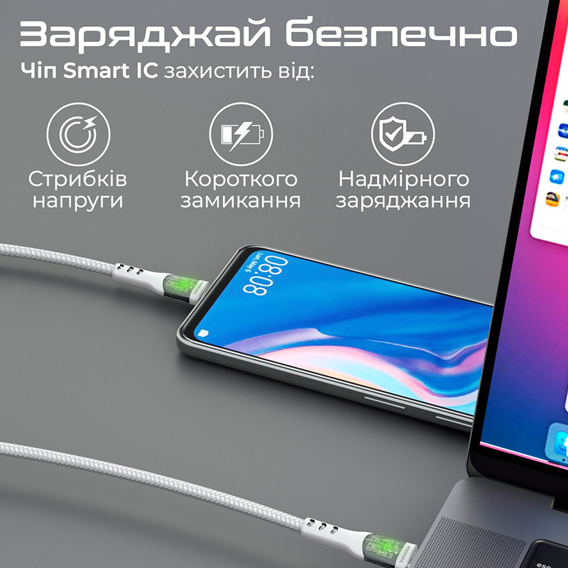 Фото 4 Кабель PROMATE transline-cc200 USB Type-C - USB Type-C White 2 м (transline-cc200.white)