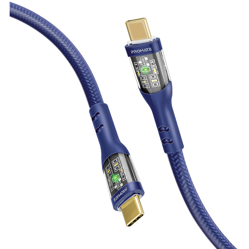 Кабель PROMATE transline-cc200 USB Type-C - USB Type-C Navy 2 м (transline-cc200.navy)