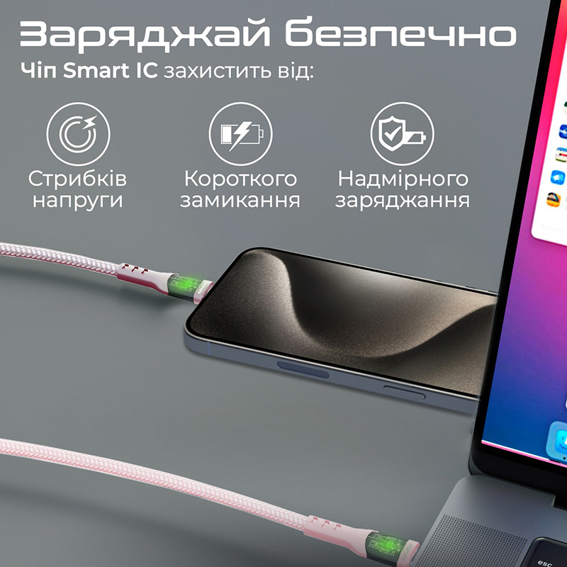 Фото 4 Кабель PROMATE transline-cc200 USB Type-C - USB Type-C Pink 2 м (transline-cc200.pink)