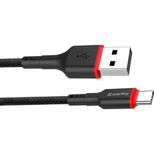 Кабель ColorWay USB - Type-C (PVC - red head) 2.4А 1 м Black (CW-CBUC064-BK)