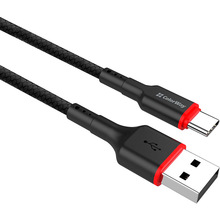 Кабель ColorWay USB - Type-C (PVC - red head) 2.4А 1 м Black (CW-CBUC064-BK)