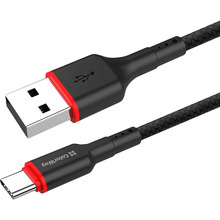 Кабель ColorWay USB - Type-C (PVC - red head) 2.4А 1 м Black (CW-CBUC064-BK)