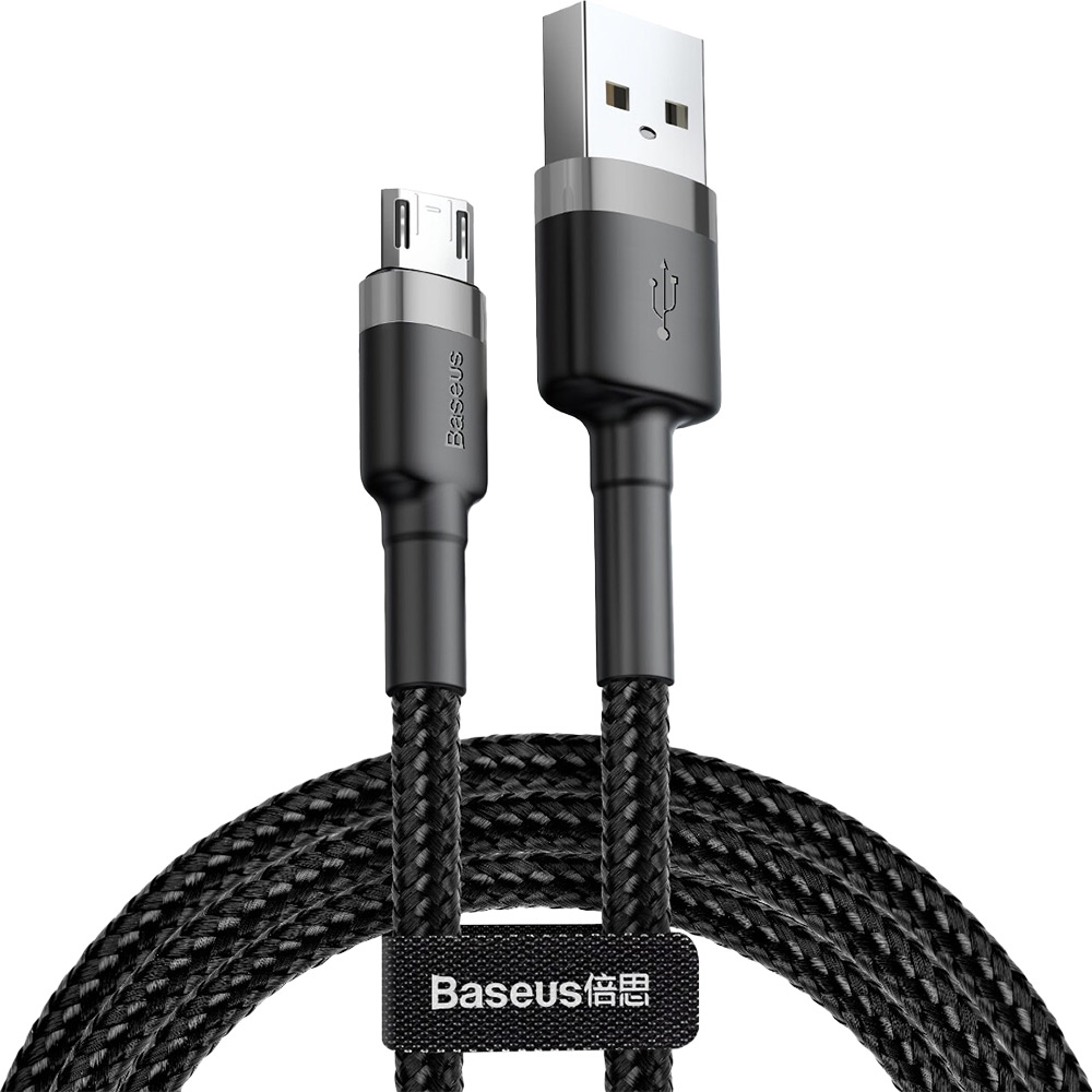 Кабель BASEUS Cafule Cable USB - Micro-USB 2.4A 1m Black/Gray (CAMKLF-BG1)