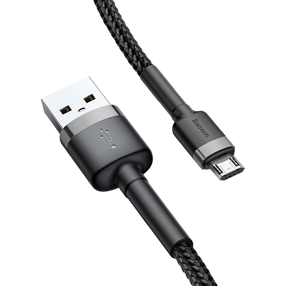 Кабель BASEUS Cafule Cable USB - Micro-USB 2.4A 1m Black/Gray (CAMKLF-BG1) Подсветка False