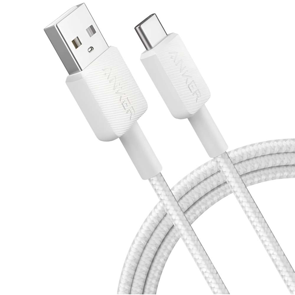 Кабель ANKER 322 USB-A to USB-C 0.9 m Nylon White (A81H5H21/A81H5G21) Тип USB - USB Type-С