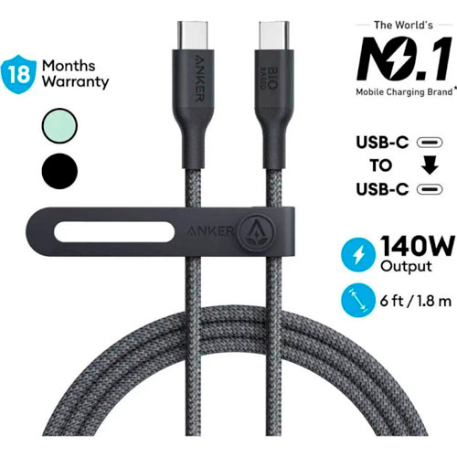 Кабель ANKER 544 USB Type-C - USB Type-C 1.8 м Black (A80F6H11) Тип USB Type-С - USB Type-С