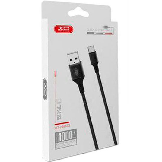 Кабель XO NB143 Braided Data Cable Type-C 1 м Black (XO-NB143C1-BK) Тип USB - USB Type-С