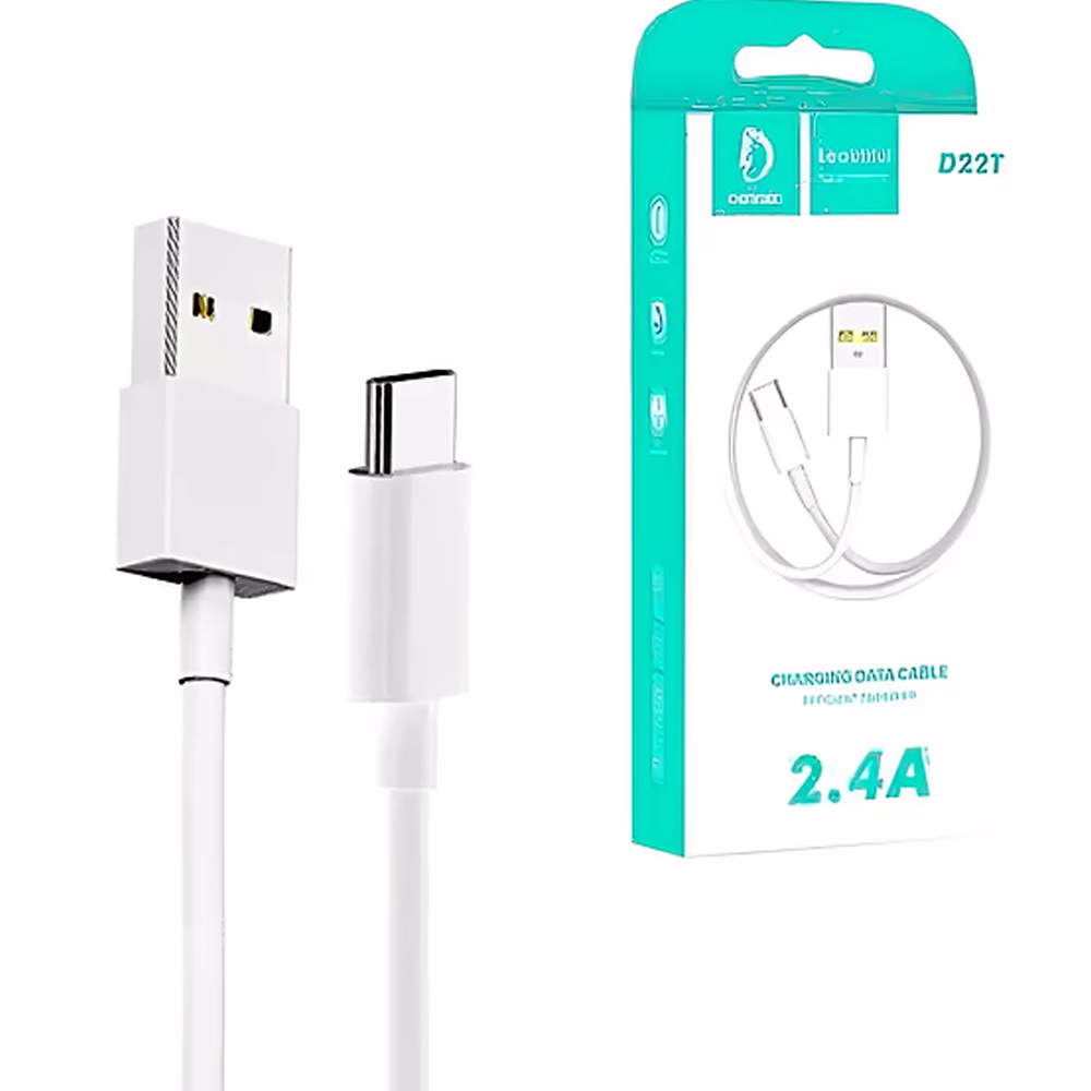 Кабель DENMEN D22T USB - USB Type C 2.4A 1M White (D22T-WH) Тип USB - USB Type-С