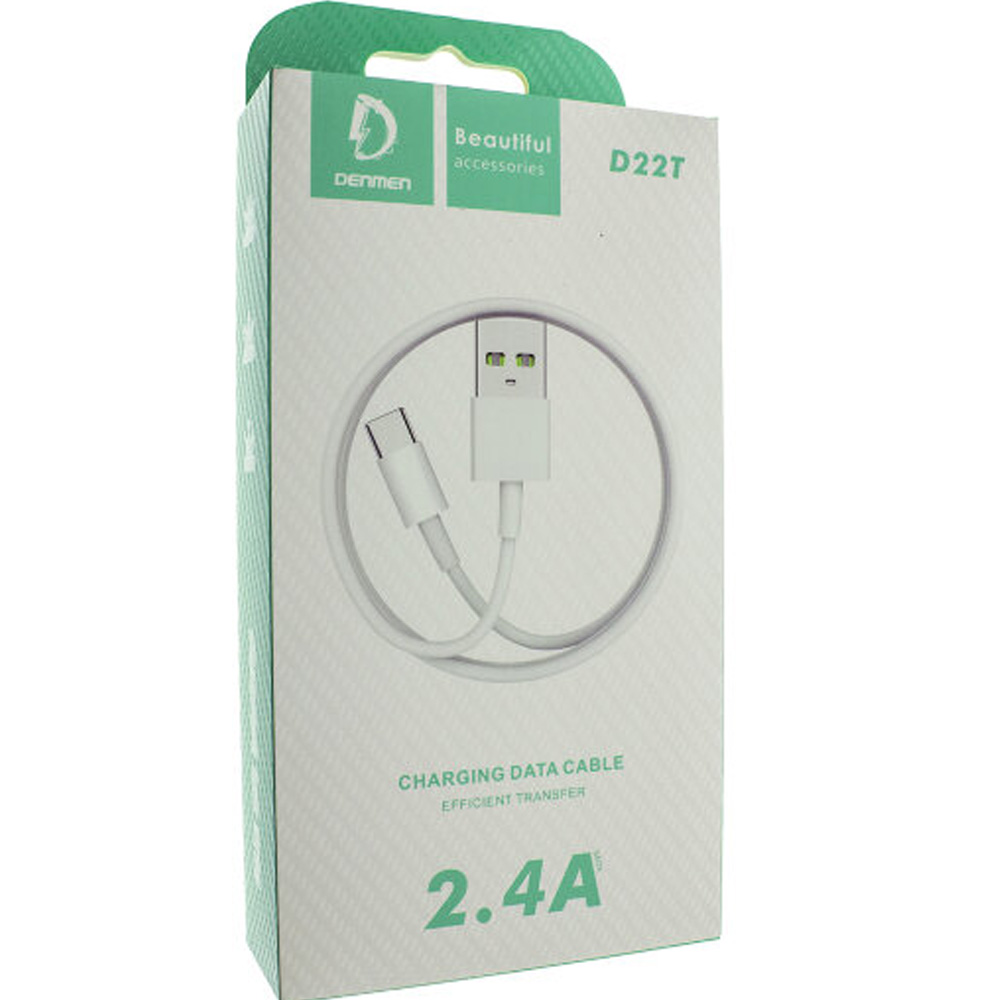 Фото 3 Кабель DENMEN D22T USB - USB Type C 2.4A 1M White (D22T-WH)