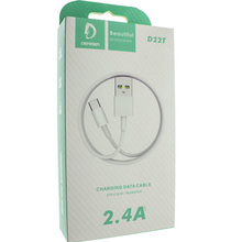 Кабель DENMEN D22T USB - USB Type C 2.4A 1M White (D22T-WH)