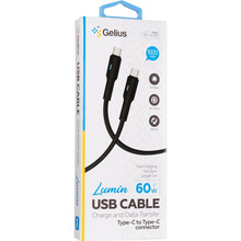 Кабель GELIUS USB Type-C - USB Type-C 1m 60W Pro Lumin Lamp GP-UC100 Black (00000094345)