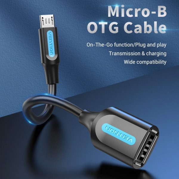 Фото 4 Кабель VENTION micro-USB - USB OTG 0.15 м Black (CCUBB)