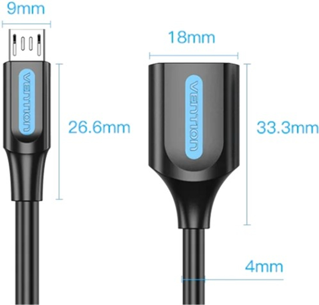 Кабель VENTION micro-USB - USB OTG 0.15 м Black (CCUBB) Длина 0.15