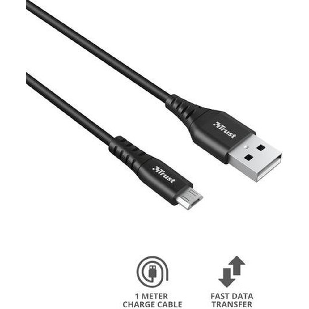 Кабель TRUST Ndura, USB-A - microUSB Black (23567_TRUST) Длина 1