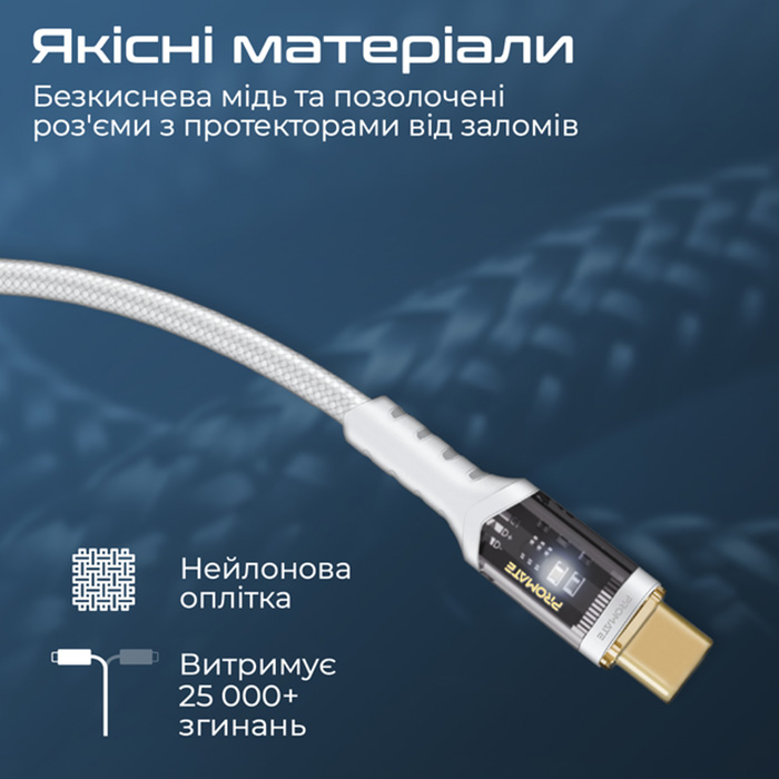 Фото 4 Кабель PROMATE USBType-C-USBType-C 2 м (lucidline-cc200.white)